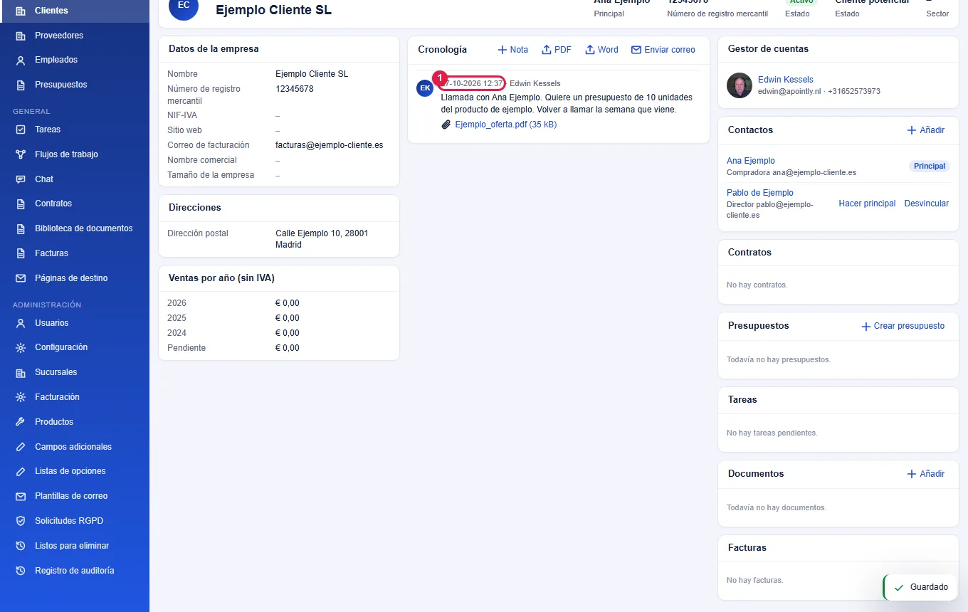 Paso 1: haz clic en la fecha de la nota.