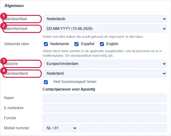 Het blok Algemeen.